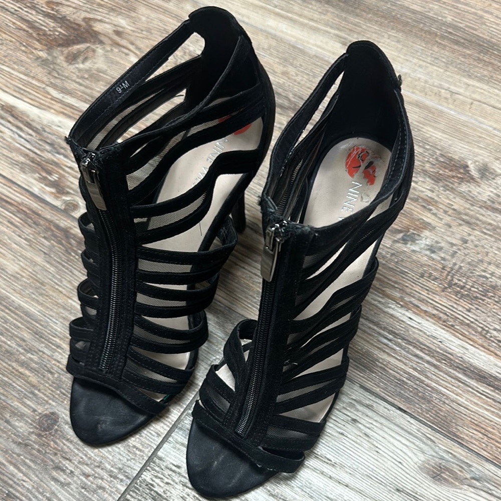 Nina Black Cage Heels